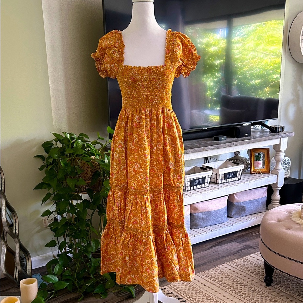 Floral Orange Midi Dress
